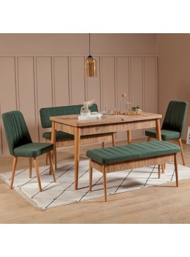 Καναπές διθέσιος - Παγκάκι Alden Megapap από μελαμίνη - ύφασμα χρώμα πράσινο 110x40x85εκ.