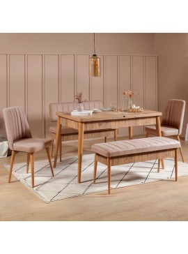 Καναπές διθέσιος - Παγκάκι Alden Megapap από μελαμίνη - βελούδο χρώμα μπεζ 110x40x85εκ.