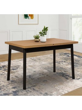 Τραπέζι Jemmy Megapap επεκτεινόμενο χρώμα φυσικό - μαύρο 120/153x75x77εκ.