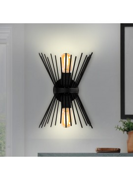 Απλίκα τοίχου Kirpi Megapap E27 μεταλλική χρώμα μαύρο 23x5x33εκ.