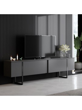 Έπιπλο τηλεόρασης Luxe Megapap χρώμα ανθρακί 180x30x50εκ.