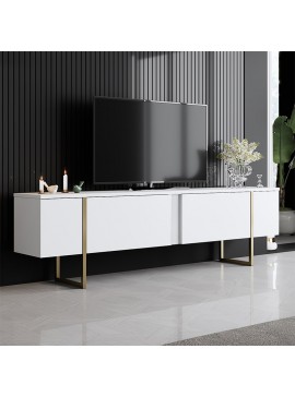 Έπιπλο τηλεόρασης Luxe Megapap χρώμα λευκό - χρυσό 180x30x50εκ.