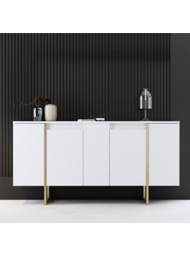 Μπουφές Luxe Megapap χρώμα λευκό - χρυσό 160x35x80εκ.