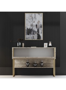 Μπουφές Luxe Megapap χρώμα travertine - χρυσό 120x30x80εκ.