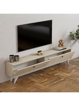 Έπιπλο τηλεόρασης Paris Megapap χρώμα travertine 160x25x35εκ.