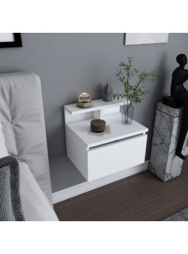 Κομοδίνο επιτοίχιο Arsen Megapap χρώμα λευκό 39,8x31,9x35εκ.