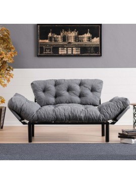 Καναπές - κρεβάτι Nitta Megapap διθέσιος υφασμάτινος χρώμα γκρι 155x70x85εκ.