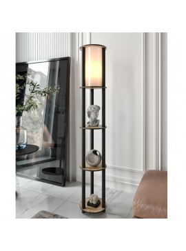 Φωτιστικό δαπέδου Nova Megapap MDF - PVC ύφασμα χρώμα καρυδί - μαύρο 24x25x150εκ.