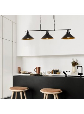 Φωτιστικό οροφής Kyran Megapap E27 μεταλλικό τρίφωτο χρώμα μαύρο 108x24x55εκ.