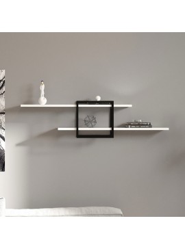 Ραφιέρα τοίχου Mone Megapap χρώμα λευκό - μαύρο 120x18x30εκ.