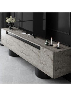 Έπιπλο τηλεόρασης Haven Megapap χρώμα travertine 180x30x50εκ.