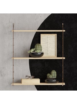 Ραφιέρα τοίχου Armoni Megapap χρώμα sapphire oak - καφέ μέταλλο 72x20x85εκ.