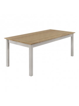 Τραπέζι Fira Megapap χρώμα λευκό - φυσικό οξιάς 180x90x78εκ.