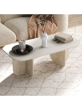 Τραπεζάκι σαλονιού Becaj Megapap χρώμα sandstone - travertine 120x60x41,4εκ.