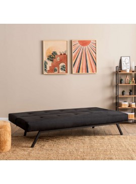 Καναπές - κρεβάτι Zola Megapap τριθέσιος υφασμάτινος χρώμα μαύρο 180x64x78εκ.