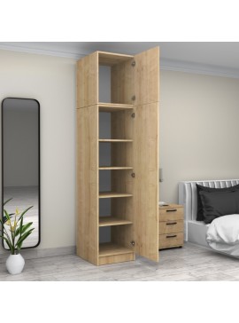 Ντουλάπα ρούχων Victoria Megapap μονόφυλλη με πατάρι χρώμα φυσικό οξιάς 50x60x240εκ.