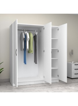 Ντουλάπα ρούχων Victoria Megapap τρίφυλλη χρώμα λευκό 150x60x181εκ.