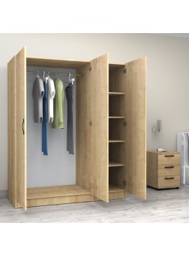 Ντουλάπα ρούχων Victoria Megapap τρίφυλλη χρώμα φυσικό οξιάς 150x60x181εκ.