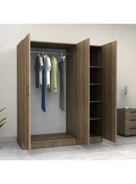 Ντουλάπα ρούχων Victoria Megapap τρίφυλλη χρώμα καρυδί 150x60x181εκ.