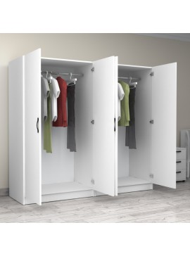 Ντουλάπα ρούχων Victoria Megapap τετράφυλλη χρώμα λευκό 200x60x181εκ.