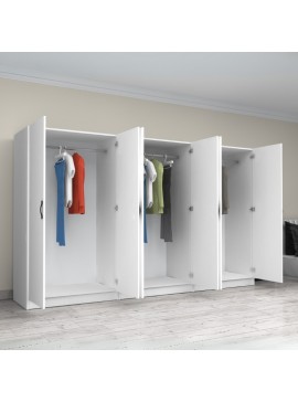 Ντουλάπα ρούχων Victoria Megapap εξάφυλλη χρώμα λευκό 300x60x181εκ.