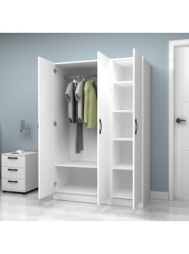 Ντουλάπα ρούχων Vivian Megapap τρίφυλλη χρώμα λευκό 120x51,8x181εκ.