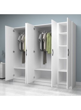 Ντουλάπα ρούχων Vivian Megapap πεντάφυλλη χρώμα λευκό 200x51,8x181εκ.