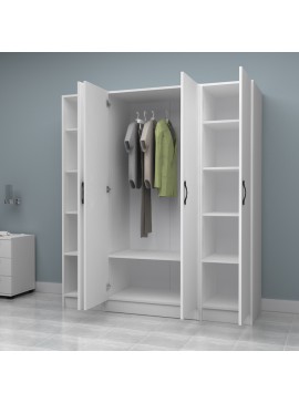 Ντουλάπα ρούχων Vivian Megapap τετράφυλλη χρώμα λευκό 160x51,8x181εκ.