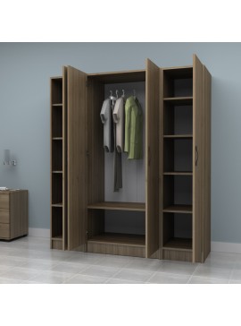 Ντουλάπα ρούχων Vivian Megapap τετράφυλλη χρώμα καρυδί 160x51,8x181εκ.