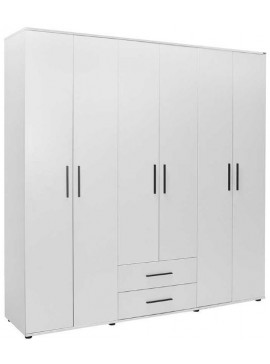Lh-homefurniture Εξάφυλλη Ντουλάπα white λευκό 206x213x52cm AD_GRD-662-BB-4