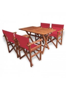 Bliumi  Σετ Τραπεζαρία Κήπου Οξιά 5τμχ. Bliumi 5168G/ 5260G Κόκκινο BEST-21749586