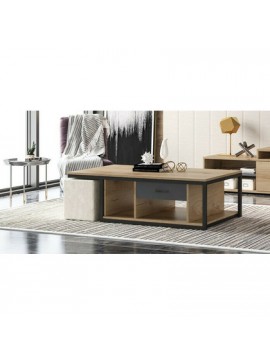 Savvidis Furniture  Τραπεζάκι Σαλονιού N18 Μελαμίνη-Μέταλλο Μελί-Ανθρακί 119x66.5x38 Rolltechnic BEST-890124895