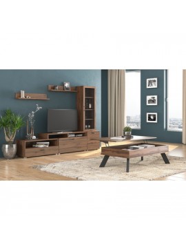 Savvidis Furniture  Σύνθετο Σαλονιού 225x45x48cm Μελαμίνη N28 Νέο Καρυδί BEST-8080411