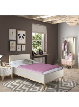 Epiplo World  Alika Κρεβάτι Μονό 99x210x86εκ. ( Για Στρώμα 90x200εκ. ) Whitewashed Chestnut/Beech Με Μεταλλική Βάση Στήριξης Στρώματος Με Ρanel BEST-512469007