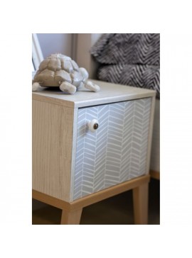 Epiplo World  Alika Κομοδίνο Με 1 Πόρτα Μοριοσανίδα 36x38x47εκ. Whitewashed Chestnut/Grey & Coral print BEST-512469004