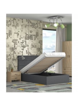 Epiplo World  Alina ημίδπλο κρεβάτι με αποθηκευτικό χώρο 120x215εκ. Γκρι σκούρο (για στρώμα 110x200εκ. ) BEST-1588348