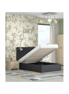 Epiplo World  Alina ημίδπλο κρεβάτι με αποθηκευτικό χώρο 120x215εκ. Μαύρο (για στρώμα 110x200εκ. ) BEST-1588350