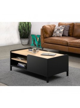 Epiplo World  Amsterdam τραπεζάκι σαλονιού 106x60x42εκ. Natural chestnut Black BEST-15336202