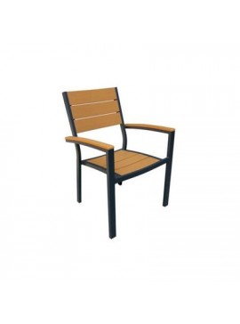 Bliumi  Πολυθρόνα Κήπου 056,5*057*087 BLIUMI RENATA 5371G Αλουμίνιο-Polywood Μαύρο-Καρυδί BEST-1452198-56