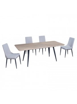 Epiplo World  Τραπεζι με καρεκλες - Σετ τραπέζι Rosa 160(200)x90εκ. με 4 καρέκλες Nelly Γκρι Ανοιχτό - BEST-15324869