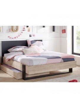 Epiplo World  Κρεβάτι Διπλό με αποθηκευτικό συρτάρι Duplex 150x204εκ. (για στρώμα 140x200εκ. ) Black/Natural & ανατομικό πλαίσιο στήριξης στρώματος BEST-1539663