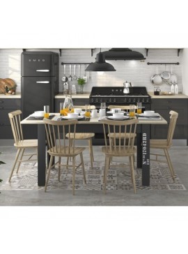 Epiplo World  Exit Τραπέζι Επεκτεινόμενο 136/176x80x78εκ. Ανοιχτό Δρυς / Μαύρο BEST-51203269