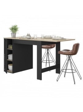 Epiplo World  Exit Τραπέζι Ψηλό Επεκτεινόμενο Με Αποθηκευτικό Χώρο 136/181x80x95εκ. Ανοιχτό Δρυς / Μαύρο BEST-51203271