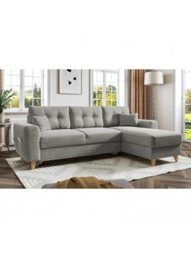 Epiplo World  Fiona Γωνιακός Καναπές Kρεβάτι 235x160εκ. Mε Aποθηκευτικό Xώρο Γκρι Aνοιχτό Mε Aναστρέψιμη Γωνία BEST-51203268