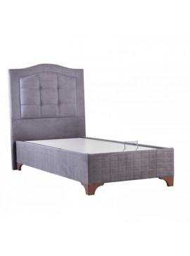 Epiplo World  Hisar κρεβάτι μονό με αποθηκευτικό χώρο επενδεδυμένο με ύφασμα ( για στρώμα 90x200εκ. ) Γκρι BEST-5148562306