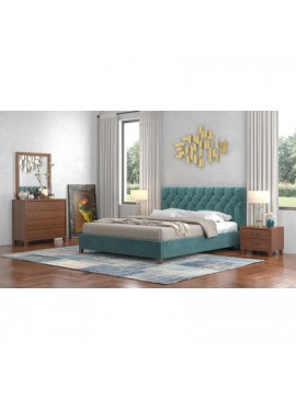 Savvidis Furniture  Σετ Κρεβατοκάμαρας 5τμχ (κρεβάτι για στρώμα 160x200, 2 κομοδίνα, τουαλέτα και καθρέφτης) N63 Ύφασμα Μελαμίνη Με Επιλογή Χρώματος ​ BEST-8080259
