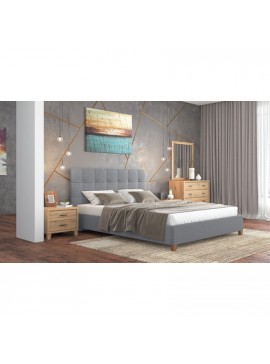 Savvidis Furniture  Σετ Κρεβατοκάμαρας 5τμχ (κρεβάτι για στρώματα 150x200, 2 κομοδίνα, τουαλέτα και καθρέφτης) N64 Ύφασμα Με Επιλογή Χρώματος /Μελί Μελαμίνη BEST-8080271