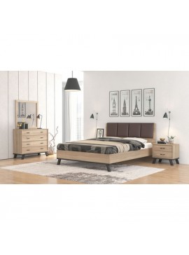Savvidis Furniture  Κρεβάτι Υπέρδιπλο για στρώμα 160x200 N69 Καφέ Τεχνόδερμα Λάττε /Με Επιλογή Χρώματος BEST-8080156