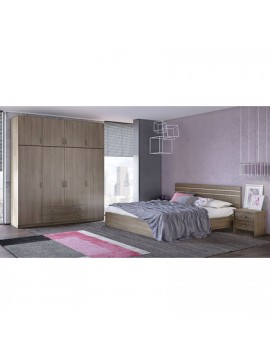 Savvidis Furniture  Σετ Δωματίου 4τμχ(κρεβάτι για στρώμα 90x190 με τάβλες,2 κομοδίνα) N1 Μόκα Μελαμίνη​ BEST-8080304