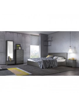 Savvidis Furniture  Σετ Κρεβατοκάμαρας 6τμχ (κρεβάτι για στρώμα 160x200, 2 κομοδίνα, κολώνα και ολόσωμος καθρέφτης) N1 Βέγκε Μελαμίνη BEST-8080285
